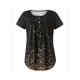 thumbnail image 2 of Sunloudy - Camiseta larga con cuello henley para mujer, camisetas de manga corta con estampado de flores, rayas, llamas y oro Sunloudy  S M L XL XXL, 2 of 8