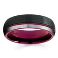 thumbnail image 3 of Purple Tungsten Wedding Band Black Tungsten Ring Anniversary Ring Men & Women 6mm Purple Tungsten Ring, 3 of 3
