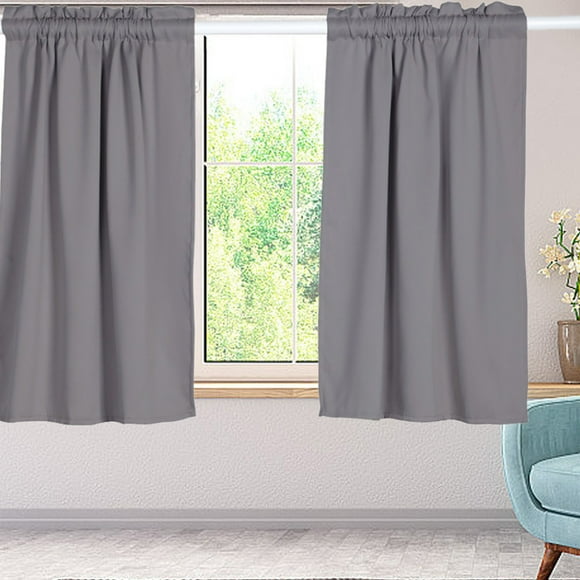 Pure Pigment Color Decorative Rod Pocket Window Curtain with Border for Small Spaces