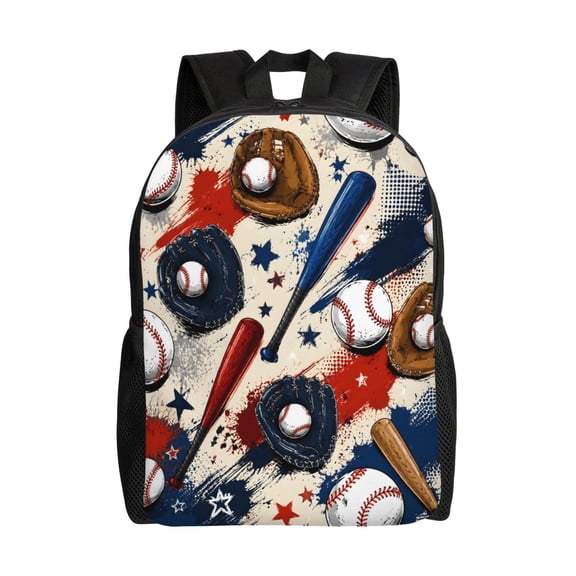 Sports Baseball Backpack Full Front Print Travel Laptop Bag for Men and Women