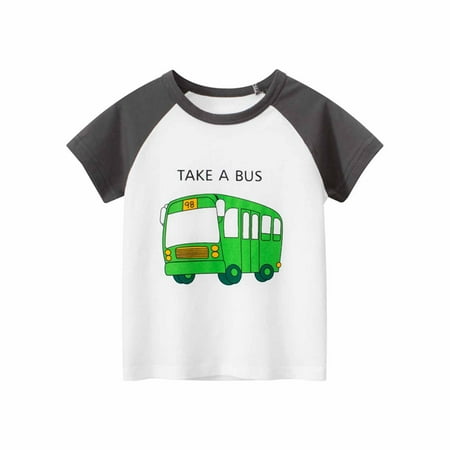 

2023 Summer Savings Clearance! TUOBARR Tops for Girls Baby Boys Round Neck Short Sleeve Cotton Fashion English Print T-shirt Gray