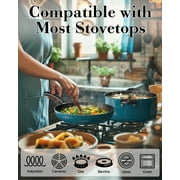 Cook N Home Professional Pots and Pans Nonstick Cookware Set, Kitchen Cooking Set with Frying Pans and Saucepans, Induction Compatible, 12-Piece, Turquoise