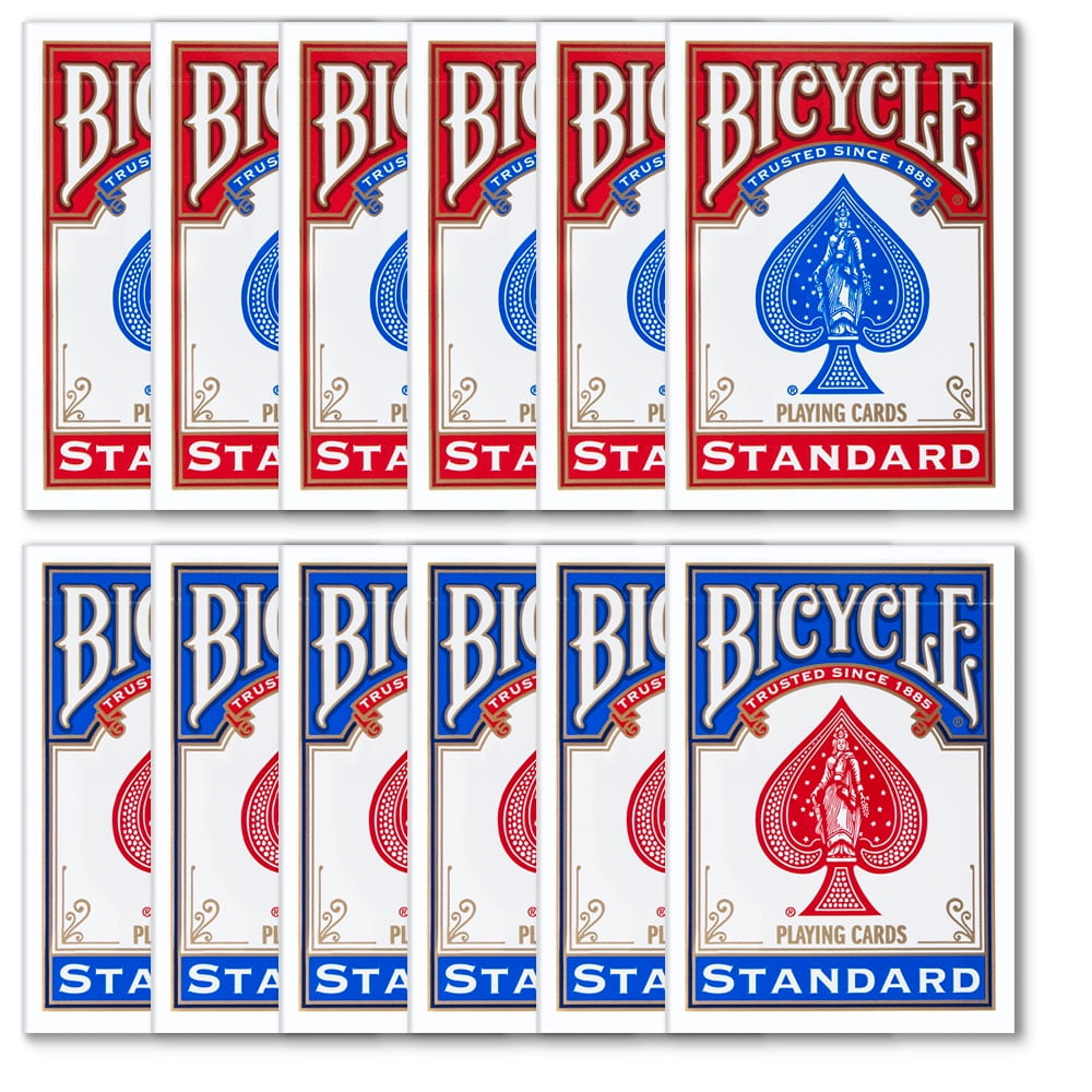 12-pack T Bicycle Poker Size Jumbo Index Red/Blue Playing Cards 