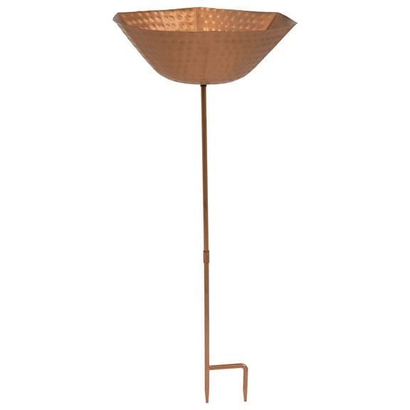 Sunnydaze Standing Staked Metal Outdoor Bird Bath, UV-Resistant Copper Finish