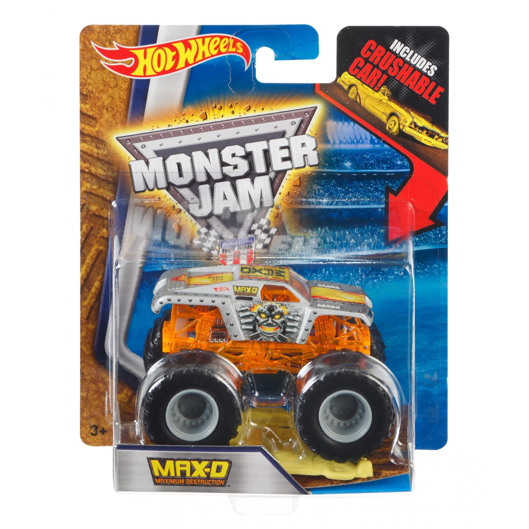 Hot Wheels Monster Jam Max-D (Edge Glow) with 2015 Crushed Car