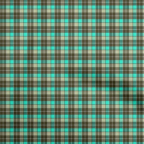 oneOone Cotton Silk Dark Olive Green Fabric Check Dress Material Fabric Print Fabric By The Yard 42 Inch Wide