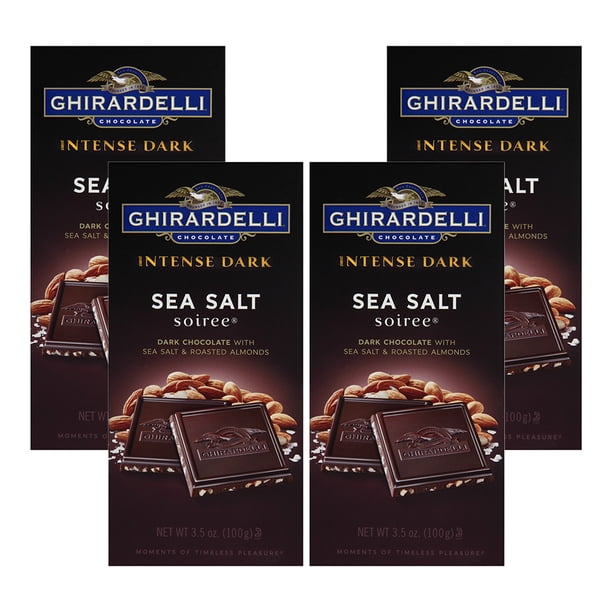(4 Pack) Ghirardelli Intense Dark Chocolate, Sea Salt Soiree, 3.5 Oz