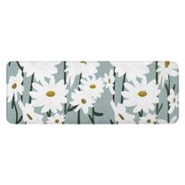 Gray Daisy Flower White Blooms Pattern Kitchen Rug Mat,Kitchen Runner Rugs Non Skid Washable,Decorative Kitchen Floor Mats for Kitchen,Sink,Laundry,17"x47.2"