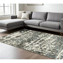 HomeRoots 575613 7 x 10 ft. Abstract Rectangle Area Rug, Ivory & Gray