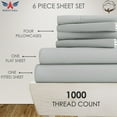 thumbnail image 2 of 6PC Bedding Set- 100% Organic Cotton Bed Sheet Set 1000 Thread Count, 18" EXTRA DEEP POCKET, Crisp and Cooling Sateen Weave, Eco-Friendly - Light Grey, Twin-XL, 2 of 7