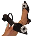 thumbnail image 4 of hopeusnice Rhinestone Square Buckle Slingback Square Heel Mules Women Elegant Evening Footwear Black 36, 4 of 9
