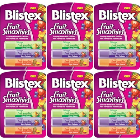 - 6 Pack Blistex Fruit Smoothies, SPF 15 .1 oz (2.83 g) = 18 Sticks