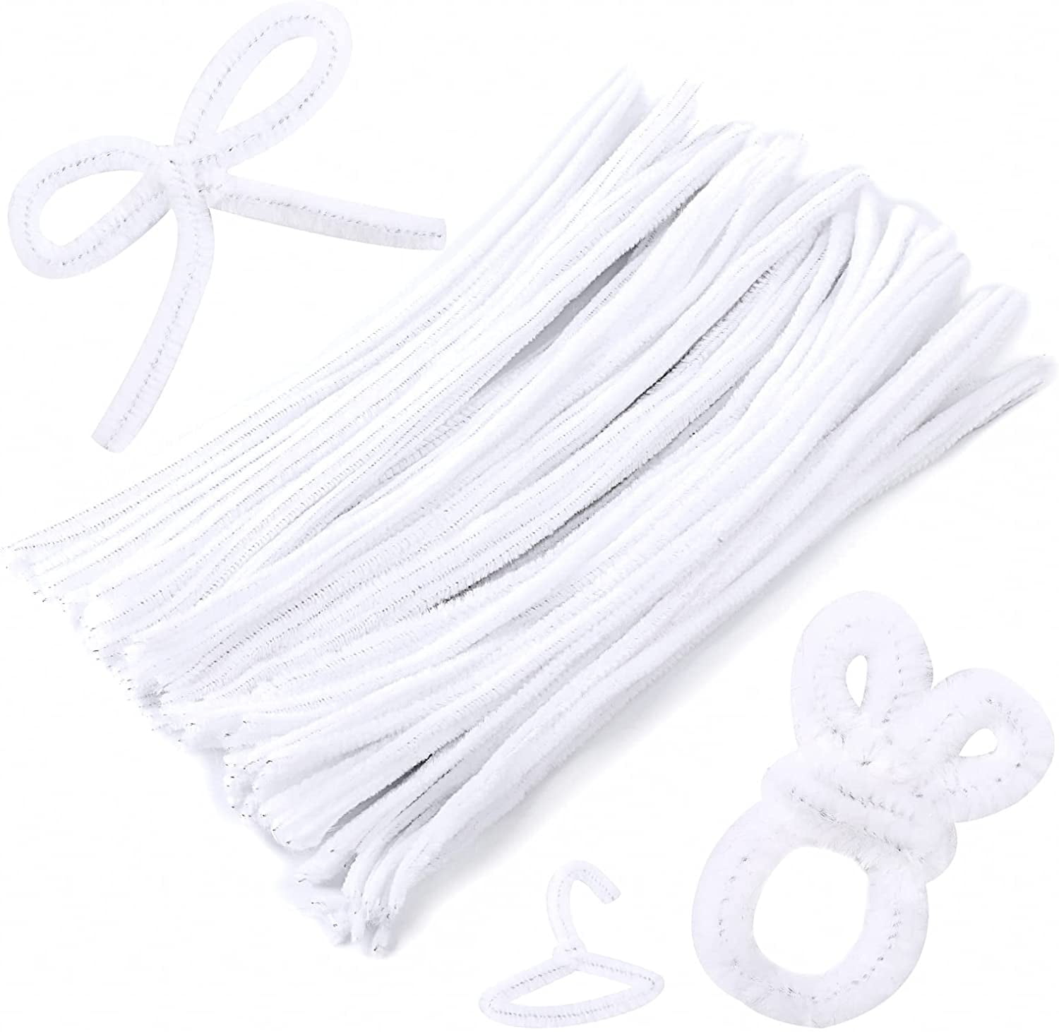 The Crafts Outlet Chenille Stems, Pipe Cleaner, 20-inch (50-cm), 50-pc,  White