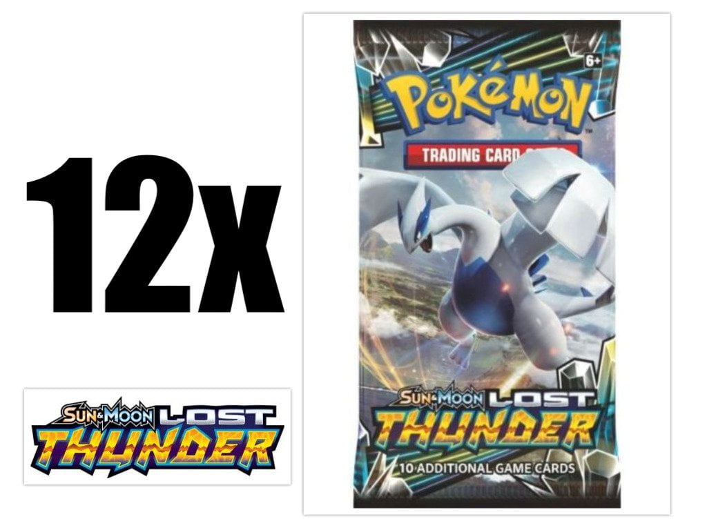 Pokemon Tcg Lost Thunder Booster Packs Twelve 12 Count Booster Pack Lot Pokemon Trading Card Game Sun Moon Lost Thunder Sm8 Walmartcom
