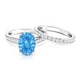 thumbnail image 5 of Rosec Jewels IGI Certified Oval Lab Grown Blue Diamond 3 Carat Engagement Ring with Wedding Band - Vivid Blue Color VS1 Clarity, 10K White Gold, US 8.00, 5 of 9