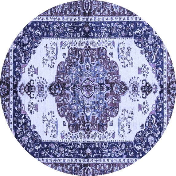 Ahgly Company Indoor Round Abstract Blue Modern Area Rugs, 4' Round
