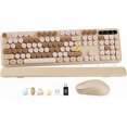 thumbnail image 1 of Wireless Keyboard and  Combo, Cute Hot Pink Full-Size Retro Typewriter Keyboard with Round Keycaps,  Wrist Rest, Tilt Legs, 2.4GHz Cordless for , Windows PC, Laptop, SABLUTE CK23, 1 of 10