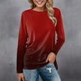 thumbnail image 3 of Womens T Shirt Women Daily Tops Long Sleeve Comfortable Gradient Print Tops Casual Long Sleeve Tunic Crew Neck Pullover Shirts Tops For Women, 3 of 4