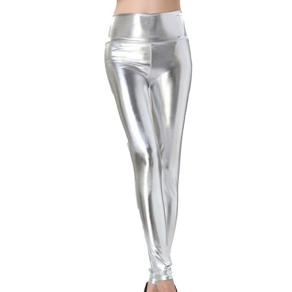 Women High Waisted Shiny Metallic Stretch Leggings Wet Look Sexy Skinny Tights Pants Trousers Clubwear