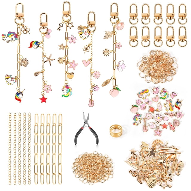 Kit para hacer llaveros Lokuc de 378 piezas con dijes y pinzas