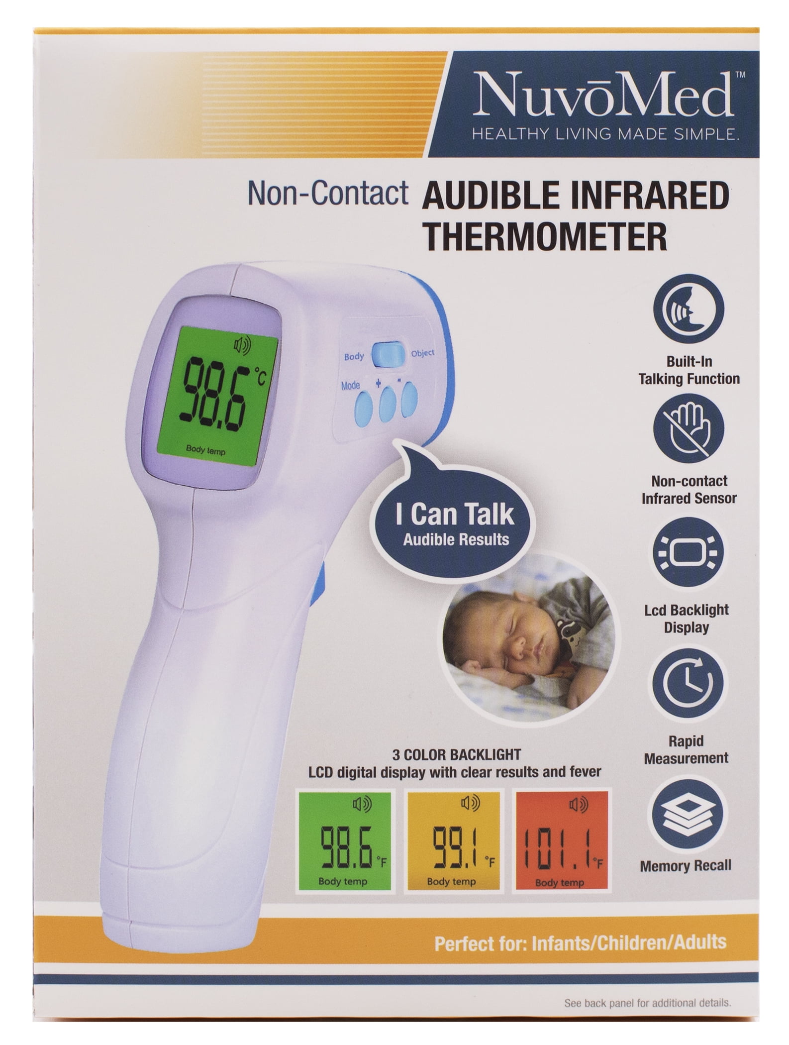 3X LCD Digital Infrared Thermometer Non-contact Temperature Ear Forehead Baby CE 