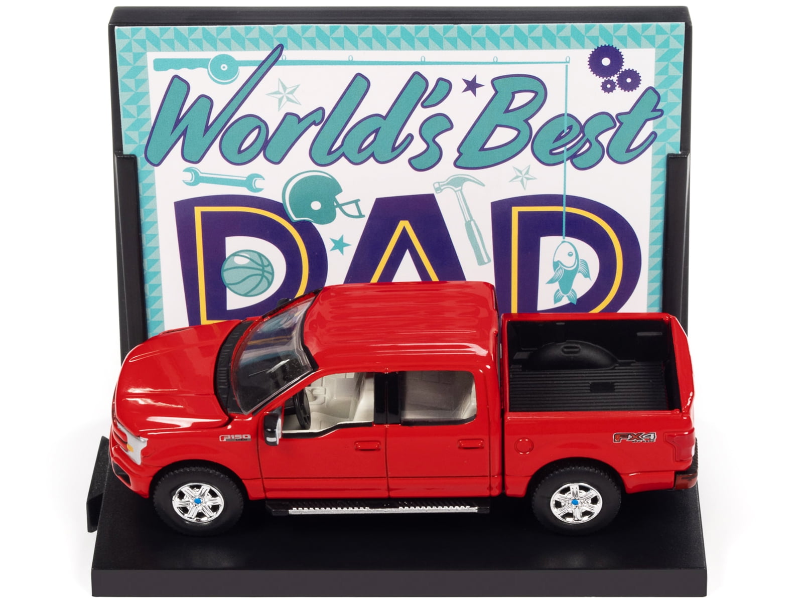 2018 Ford F-150 Pickup Truck Red and 1984 Dodge Caravan Minivan Blue Metallic 1/64 Diecast Model Cars by Auto World