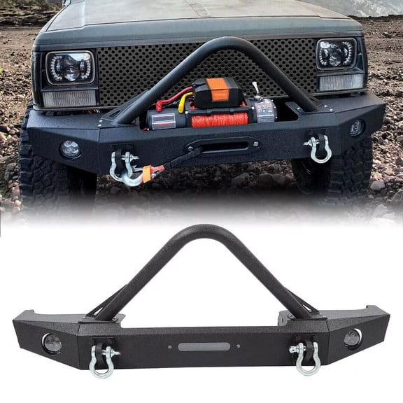 Front Stinger Bumper Assembly W/ Lights & Winch Plate Fit 84-01 Jeep Cherokee XJ
