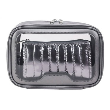 Red Stone Beauty Makeup Bag for Women, Clear Cosmetic Bags or Travel Toiletry, Cute Makeup Bag with Clear Window & Cosmetic Purse Kit, 2 Pieces