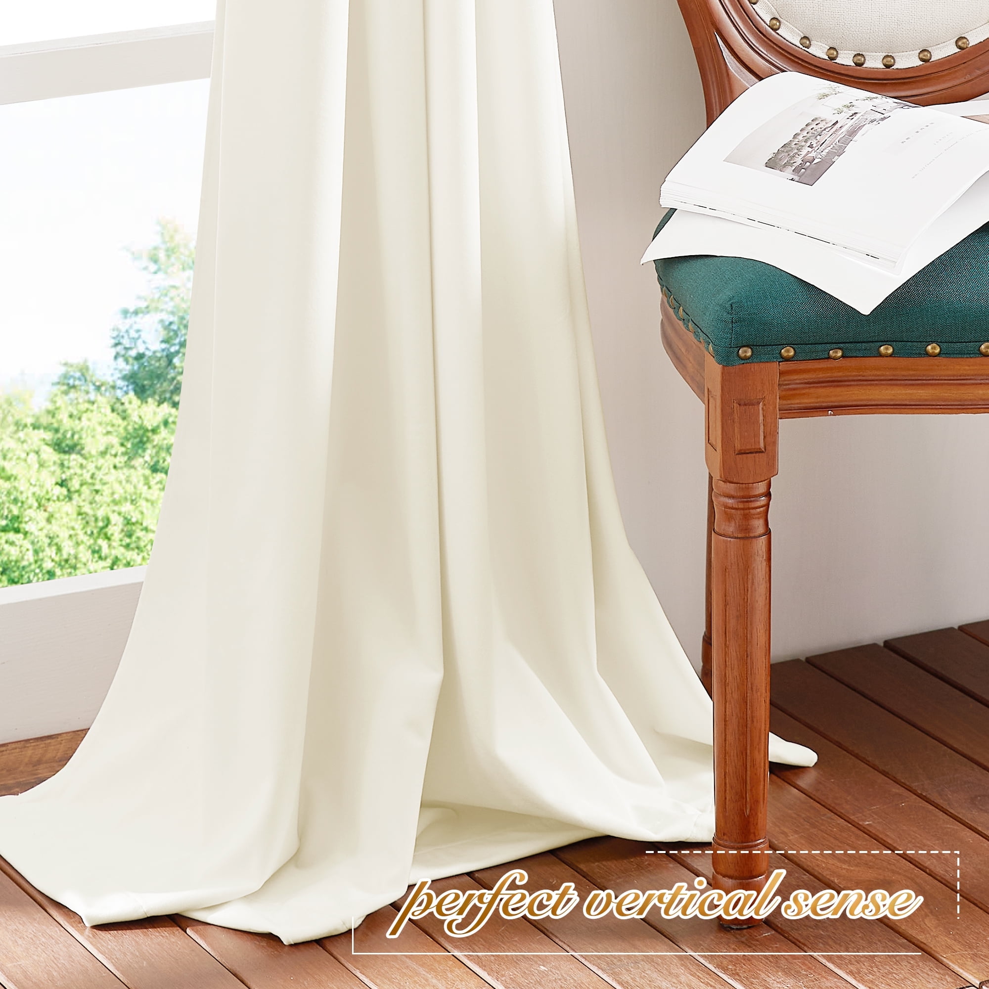 NICETOWN Velvet Curtains, Thermal Insulated Drapes Rod Pocket/Back Tab Room Darkening Sound Reducing Luxury Velvet Window Curtains for Living Room, Ivory White, 52"x84", 2 Panels