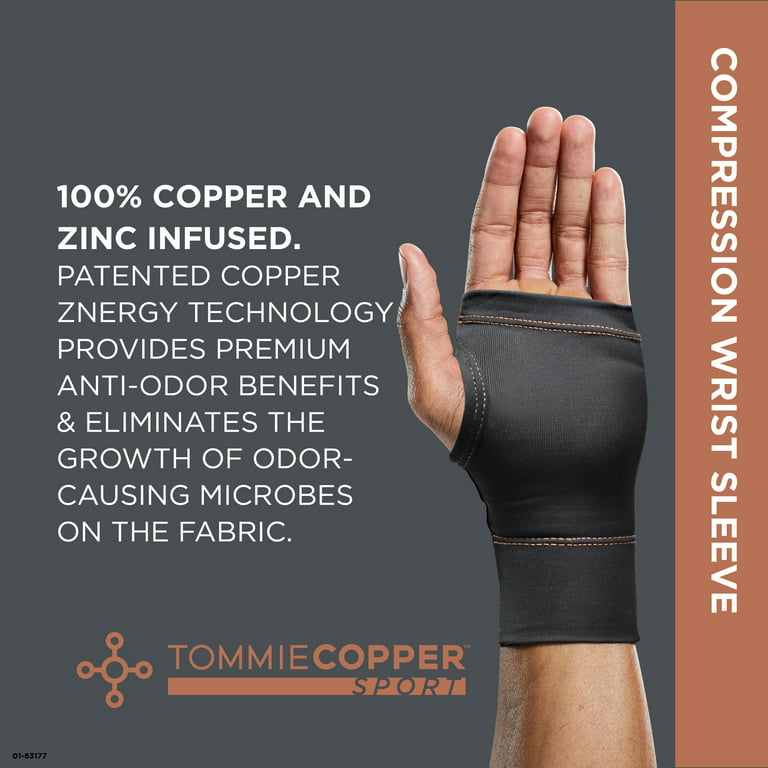 Tommie Copper Sport Compression Wrist Sleeve, Black, Large/Extra-Large,  Muscle Recovery, 1 Count per Pack