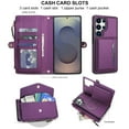 thumbnail image 5 of Decase 2-in-1 Detachable Magnetic Wallet Case Compatible with Samsung Galaxy S23,Shockproof PU Leather Flip Cover with Card Slots,Cash Pocket,Zipper Purse,Crossbody Strap,RFID Blocking,Purple, 5 of 8