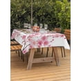 thumbnail image 2 of Spring Peach Flowers Outdoor Tablecloth - 54x80 Inch Rectangle Dining Table Cover, Pink Botanical Floral Leaves Branch Waterproof Outdoor Table Cloth with Umbrella Hole & Zipper for Picnic/Patio, 2 of 7