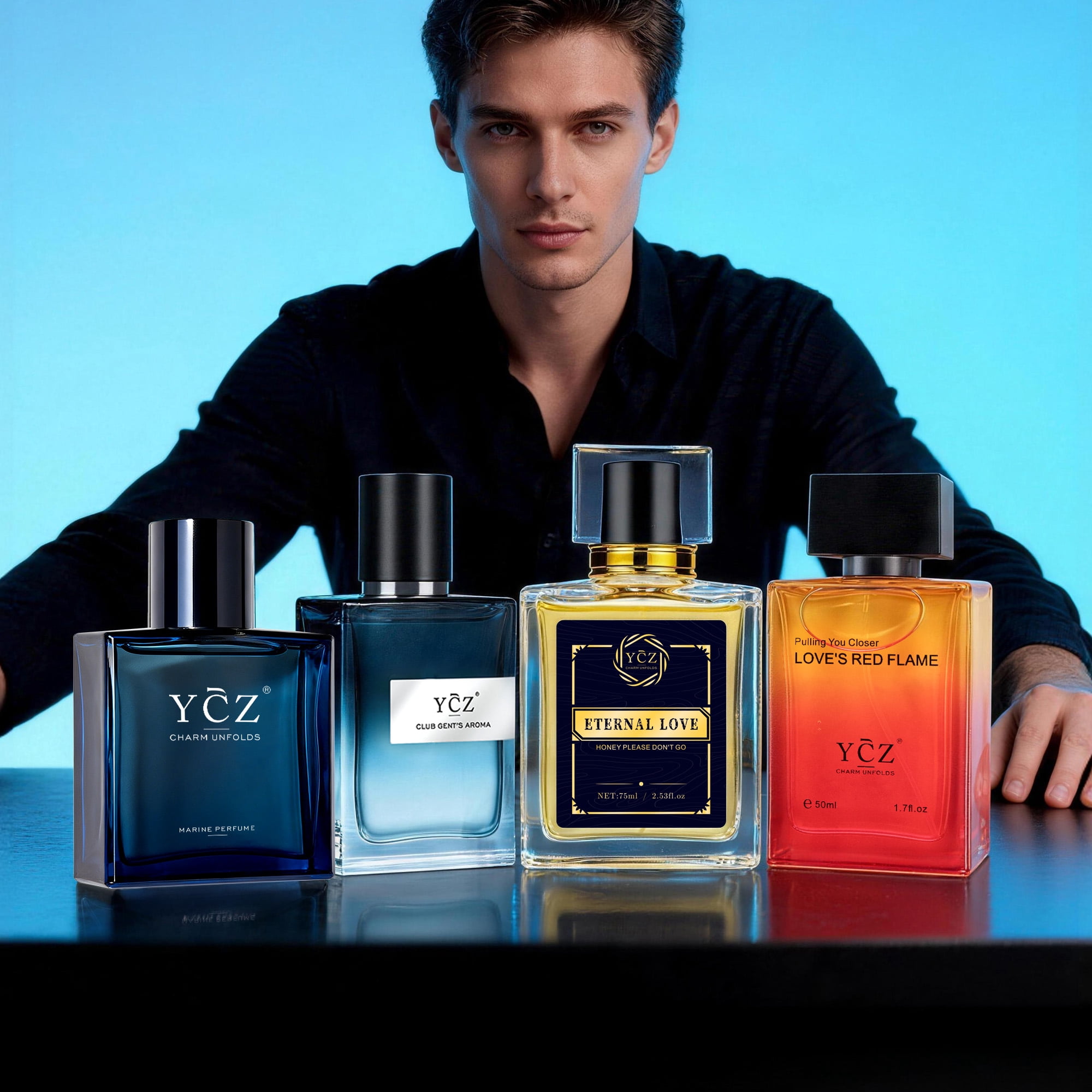 Ycz Ultimate Men's Cologne Gift Set (4-Pack), Variety Collection - Marine, Mint, Vanilla & Musk Scents, Long Lasting Eau De Parfum, Full Size Bottles (Total 7.7 oz)