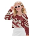thumbnail image 3 of Xoenoiee Christmas Snowman Candy Print Girls Crew Neck Long Sleeve Cropped Sweatshirts Xmas Loose Fit Pullover Tops Winter Fall Clothes, 9-10 Years, 3 of 7