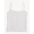 thumbnail image 4 of White Polka Dot Square Neck Spaghetti Strap Slim Fit Crop Tank Top For Women, 4 of 5