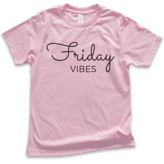 Kids Friday Vibes Shirt, Youth Kids Boy Girl T-Shirt, Friday Shirt, Vibes Shirt, Chill Shirt, Weekend Shirt, Light Pink, Medium