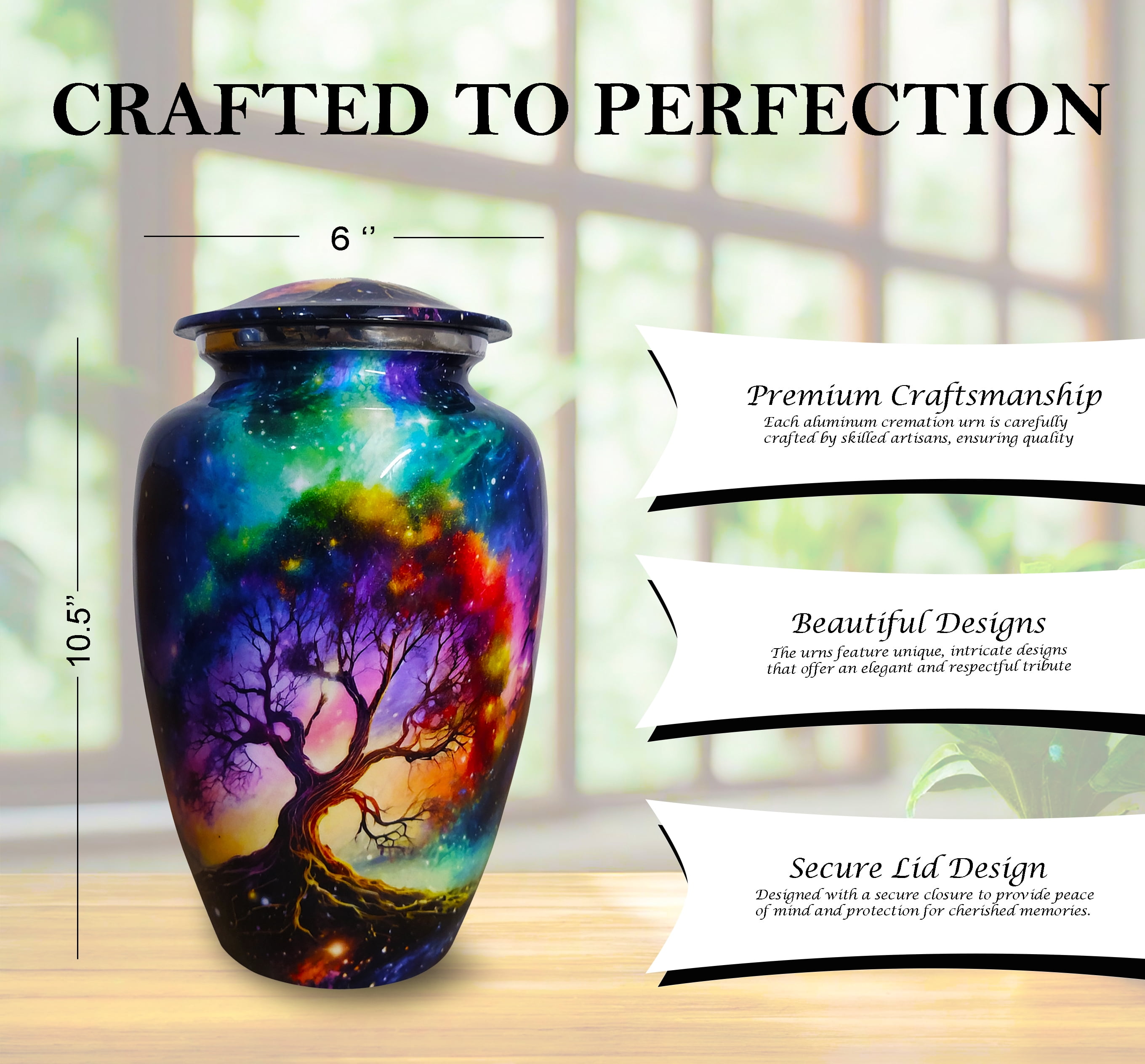 Cosmic Galaxy Tree Cremation Urns for Human Ashes Adult Male Female, Burial Urns, Decorative Urns, Funeral Urns, for Women and Men