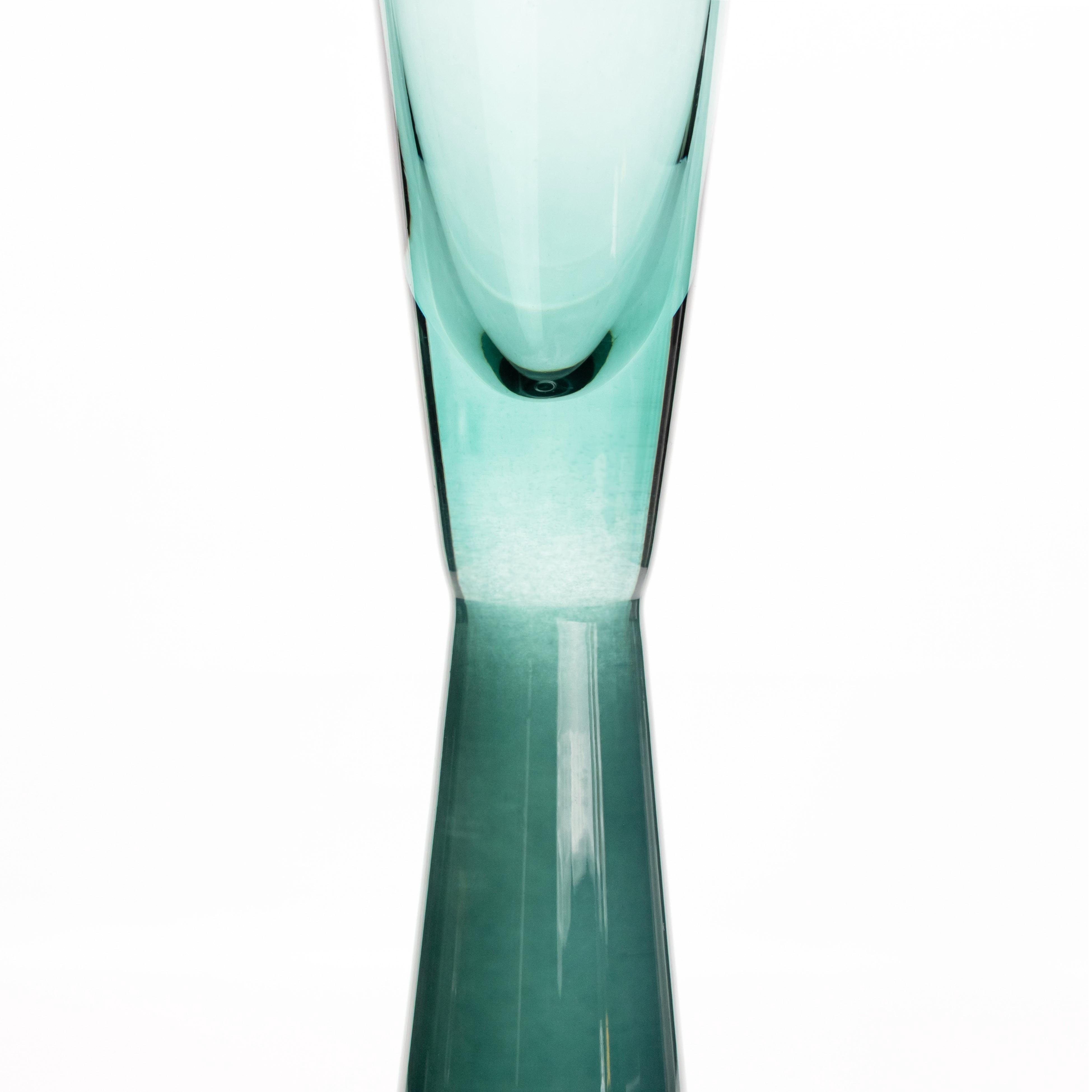 Flute Green Champagne Glasses - Set of 4