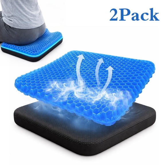 Beiled Gel Seat Cushion for Long Sitting Seat Cushions for Office Chairs | 15.8 x 13.8 x 1 Gel Cushion for Pressure Relief Lumbar Support Pillow for Car Cushion for wheelchair,2 Pack