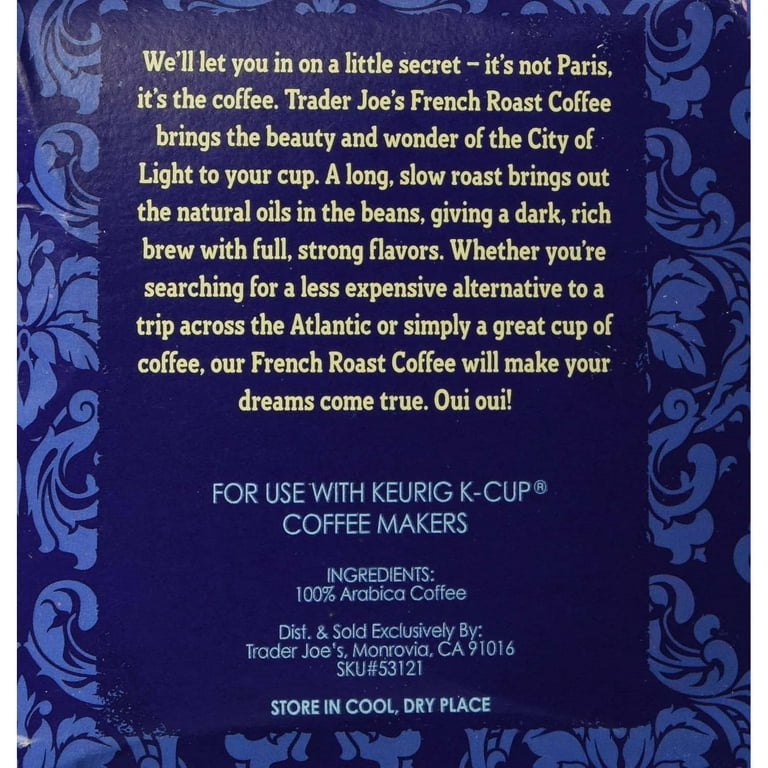 36 Cups Trader Joe's Dark French Roast Single Serve Pods
