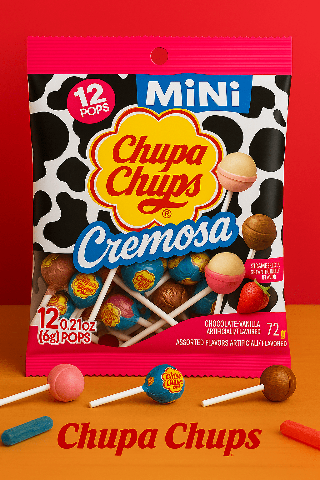 Chupa Chups Mini Cremosa Lollipops 12 Count, 2.52 oz Bag
