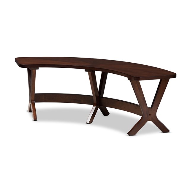 Banco de comedor Baxton Studio Berlín Curvo moderno de madera con acabado de nogal