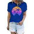 thumbnail image 1 of Tops Décontractés pour Femmes Sexy Mode Été Col Rond T-Shirt Imprimé Manches Courtes Tops Blouse, 1 of 3