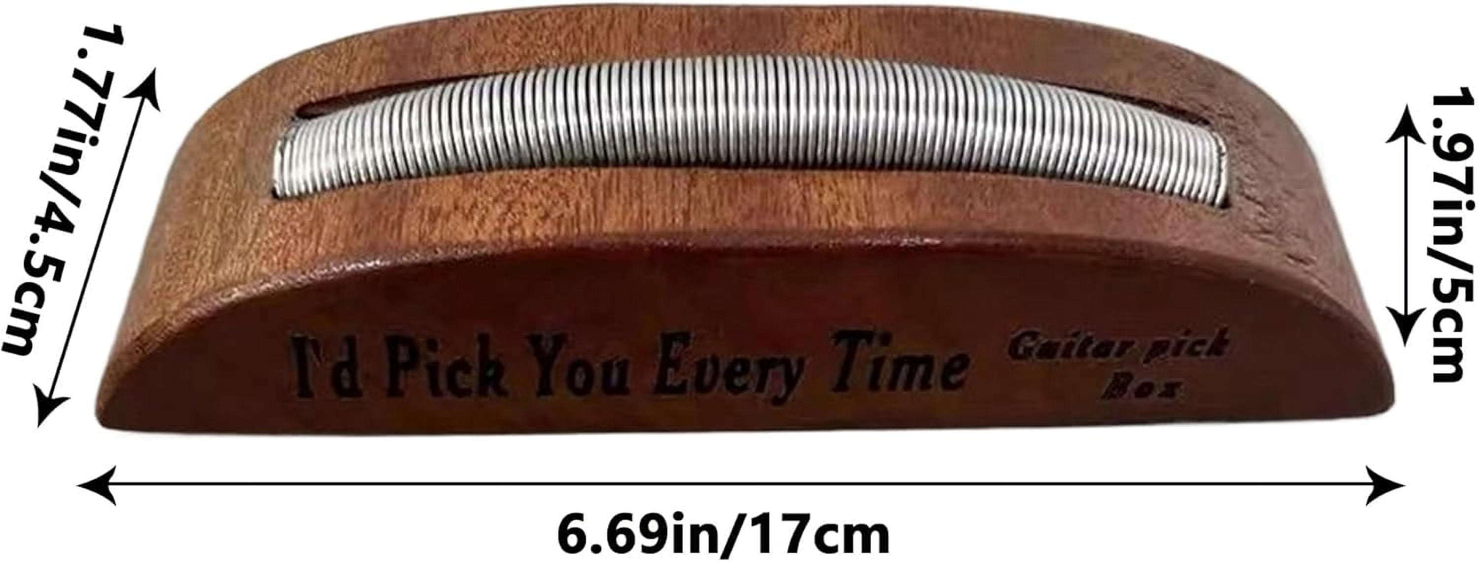 Wooden Guitar Pick Holder: Guitar Pick Display Case Holder, Guitar Pick Stand, Exquisite Guitar Accessories Guitar and Bass Gift, 6.69 * 1.77 * 1.97 inch Organizers (Light Brown)