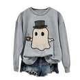 thumbnail image 2 of CLOISE Womens Halloween Sweatshirts Fashion Ghost Graphic Oversized Sweatshirts Fall Long Sleeve Crew Neck Hoodies Shirts Tunic Tops Festival Party Outfits Gray XS Boo, 2 of 5
