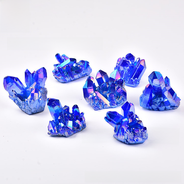 Racimo de cristal natural galvanizado, racimo de cristal azul, decoración, artesanía, piedra, racimo de cristal, desmagnetización