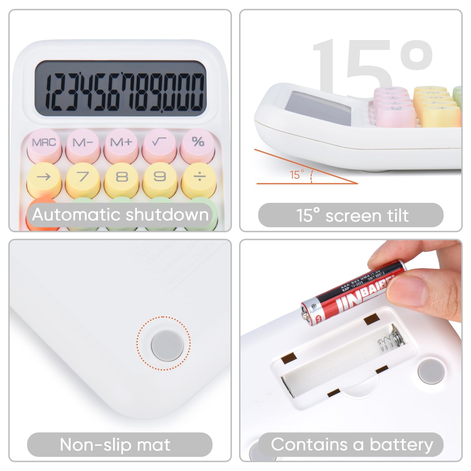 Clearance Office cabinet under $9,Creative Colorful Candy Colored Electronic Calculator 12 Digit Large LCD Display And Big Round Buttons Typewriter Mechanical Key Calculator For School Home 2PC