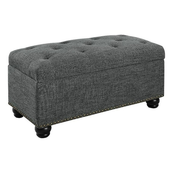 Pemberly Row Modern Storage Ottoman in Gray Button-Tufted Fabric