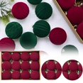 thumbnail image 2 of ELEVENTIME - 12 bolas navideñas de terciopelo flocadas, adornos navideños de plástico, adornos colgantes decorativos para árbol de Navidad (vino, 8 cm), liquidación, 2 of 8