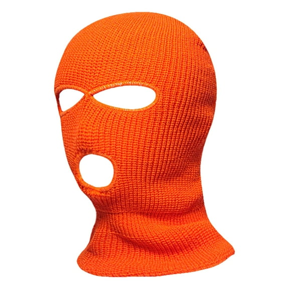 Fgnfyis Winter Warm Headgear for Men and Women Outdoor Cycling Skiing Three Hole Open Eye Knitted Winter Hats for Women Orange